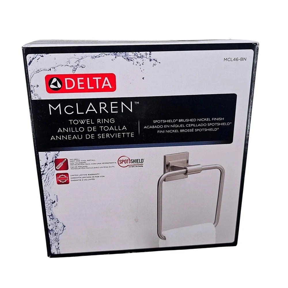 Delta McLaren Towel Ring SpotShield Brushed Nickel MCL46-BN‎ Modern Bathroom